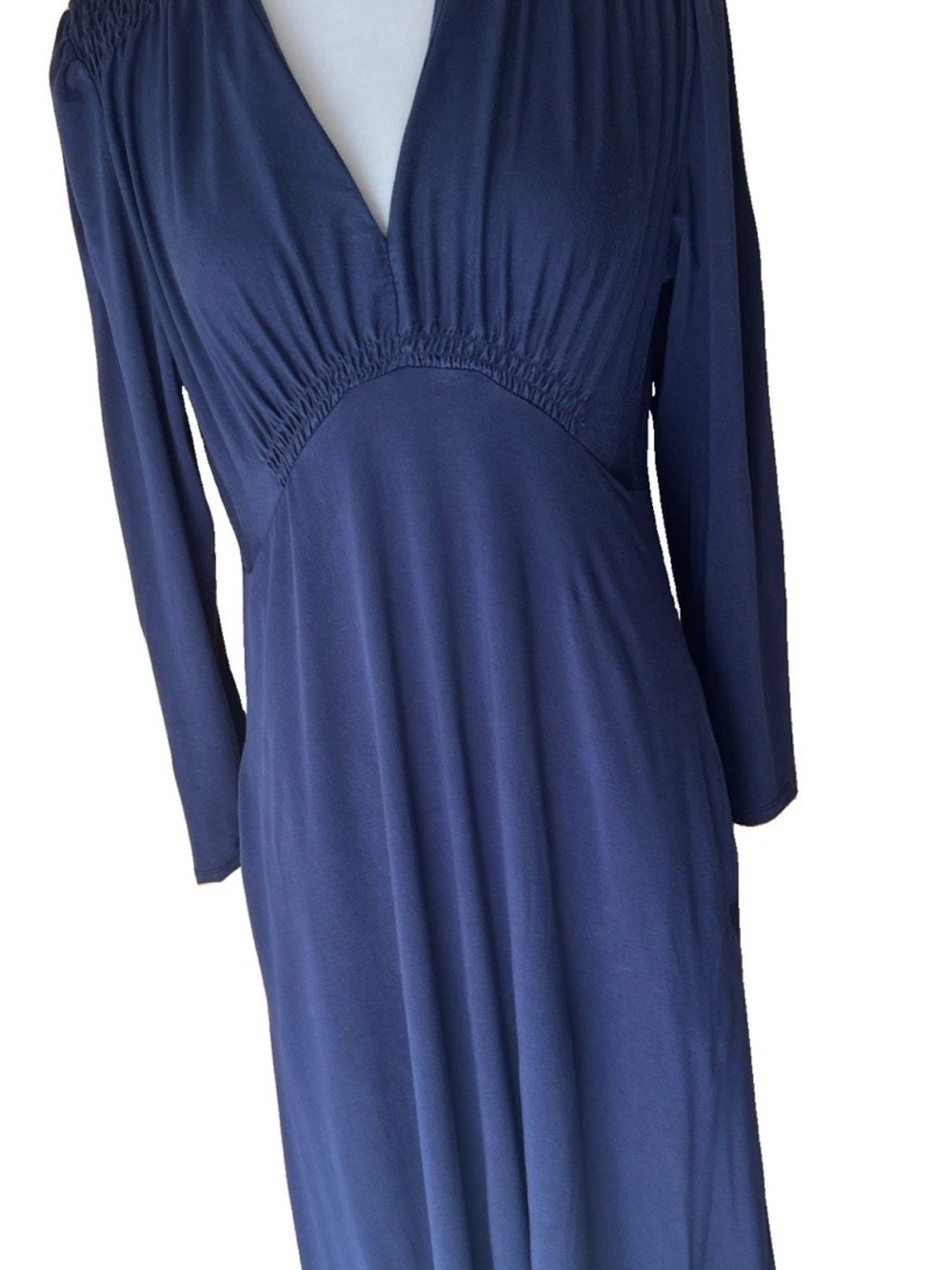 Quince Navy Knit Maxi Dress Long Sleeves